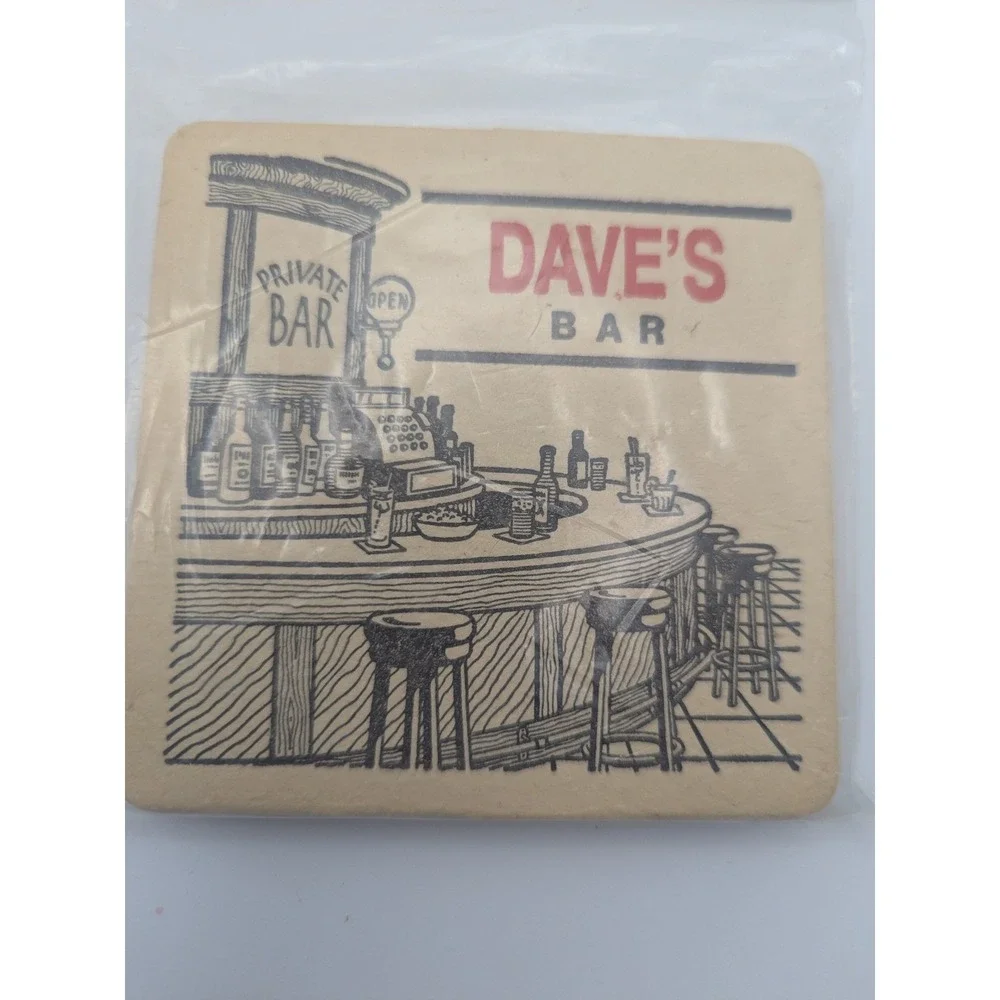 Vintage Maude Corp Daves Bar Beverage Coasters Absorbent Reusable‎ Made in USA